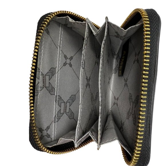 Aimee Kestenberg Wallet Black Leather Compact Zip Around Gold-Tone Zipper Small - Picture 3 of 6